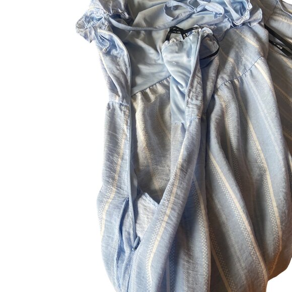 BCBG Paris Top Lined Blue & White Striped Dress Size XXL Tie Straps Side Pockets - Picture 7 of 12